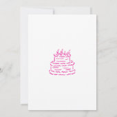 Invitation Pink Hand Drale Doodle Cake Anniversaire (Dos)