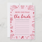 Invitation Pink Hand Drawn How Old Was The Bride Game (Devant)