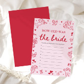 Invitation Pink Hand Drawn How Old Was The Bride Game