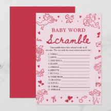 Pink Hand Drawn Valentine Baby Word Scramble Game