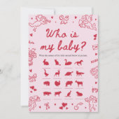 Invitation Pink Hand Drawn Valentine Who Is My Baby Game (Devant)