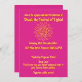 Invitation Pink Happy Diwali - Célébration (Devant / Derrière)