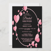 Invitation Pink Heart Black Geometric Bridal Shower Party (Devant)