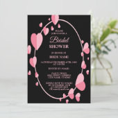 Invitation Pink Heart Black Geometric Bridal Shower Party (Debout devant)