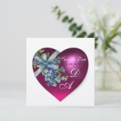 Invitation PINK HEART FORGET ME NOT MONOGRAMME Champagne Blan (Debout devant)