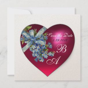 Invitation PINK HEART FORGET ME NOT MONOGRAMME métallisé arge