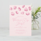 Invitation Pink Heart Macaron Saint Valentin (Debout devant)