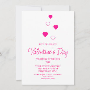 Invitation Pink Heart Minimalist Saint Valentin