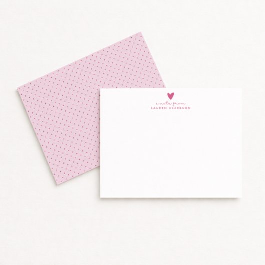 Invitation Pink Heart Polka Dot Valentine’s Day Note Card