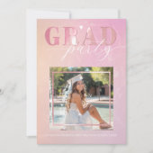 Invitation Pink Heart Script High School Graduation Party (Devant)