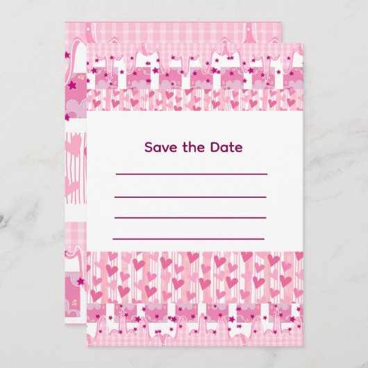 Invitation Pink Hearts (Devant / Derrière)