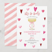 Invitation Pink Hearts & Champagne Glass Girls’ Night (Devant / Derrière)
