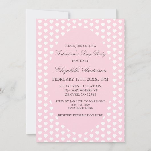 Invitation Pink Hearts Fête de la Saint-Galentin (Devant)