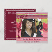 Invitation Pink Hearts & Swirls Senior Pictures Classe de 201 (Devant / Derrière)
