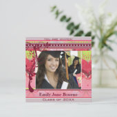 Invitation Pink Hearts & Swirls Senior Pictures Classe de 201 (Debout devant)