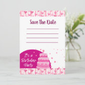 Invitation Pink Hearts with Cake (Debout devant)