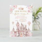 Invitation Pink Her Royal five-ness birthday Castle Crown (Debout devant)