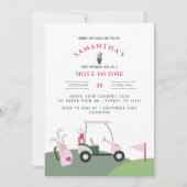 Invitation Pink Hole in One Golf 1er Anniversaire Par tee (Devant)