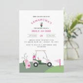 Invitation Pink Hole in One Golf 1er Anniversaire Par tee (Debout devant)