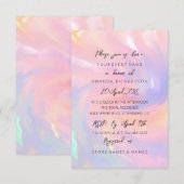 Invitation Pink Holographic Pastels Sweet 16e Mariage (Devant / Derrière)