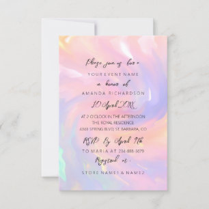 Invitation Pink Holographic Pastels Sweet 16e Mariage