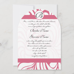 Invitation Pink Honeysuckle Funky Swirls Wedding Invite