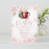 Invitation Pink Hot Cocoa Christmas Baby Shower Invite (Debout devant)