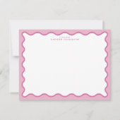 Invitation Pink & Hot Pink Wavy Border Note Card (Devant)