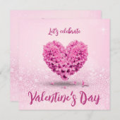 Invitation Pink Hyacinth Heart Heureuse Sainte-Valentin Party (Devant / Derrière)