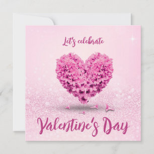 Invitation Pink Hyacinth Heart Heureuse Sainte-Valentin Party