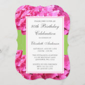 Invitation Pink Hydrangea Border Green 80th Birthday Party (Devant / Derrière)
