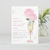 Invitation Pink Hydrangea Bride Brunch Champagne d'or (Debout devant)