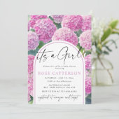Invitation Pink Hydrangea C'est un Baby shower féminin (Debout devant)