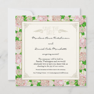 Invitation Pink Hydrangea dentelle Floral Formal Élégant Mari