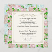 Invitation Pink Hydrangea dentelle Floral Formal Élégant Mari (Devant / Derrière)