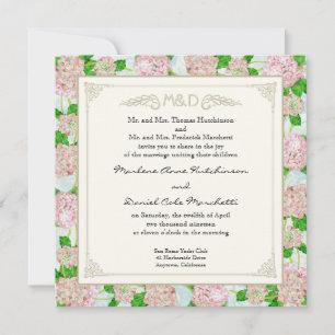 Invitation Pink Hydrangea dentelle Floral Formal Élégant Mari