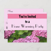 Invitation Pink Hydrangea House Parti du réchauffement de la  (Devant / Derrière)