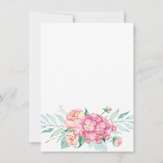 Invitation Pink hydrangea & peony Girl Baptism (Dos)