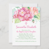Invitation Pink hydrangea & peony Girl Baptism (Devant)
