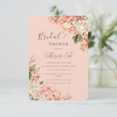 Invitation Pink Hydrangeas Floral Bridal Shower (Debout devant)