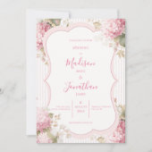 Invitation Pink Hydrangeas Vintage Elegant Wedding (Devant)