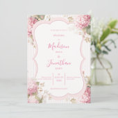 Invitation Pink Hydrangeas Vintage Elegant Wedding (Debout devant)