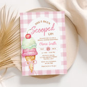Invitation Pink Ice Cream Bow Gingham Bridal Shower