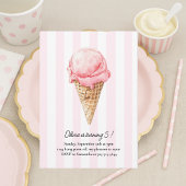 Invitation Pink Ice Cream Cone Birthday | Editable Summer