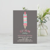 Invitation Pink Ice Cream Cone Girl 6e anniversaire Invitatio (Debout devant)