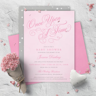 Invitation Pink Il Une Fois Sur Une Fois Bébé Douche Invitati