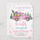 Invitation Pink It'll be Snow Much Fun Birthday (Devant)
