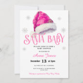 Invitation PINK Jolly Santa Hat fille Baby shower (Devant)