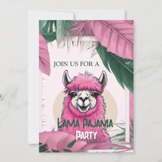 Invitation Pink Joyeux Lama souriant (Devant)