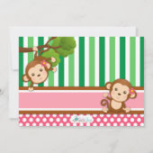 Invitation Pink Jungle Monkey Safari fille Anniversaire Photo (Dos)